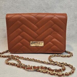 Orange BEBE Los Angeles Quilted Chain Bag